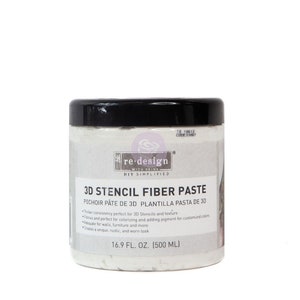Pâte fibreuse pour pochoirs 3D - Pochoirs en relief - Facile à appliquer - Application décorative - Techniques mixtes - 500 ml