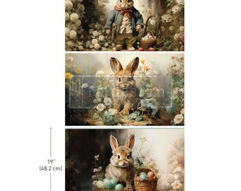 LIMITED EDITION - Dreamy Bunnies - 3 pack Decoupage Decor Tissue Paper - Redesign Decoupage Paper - 19.5" x 30" each sheet - Limited Edition