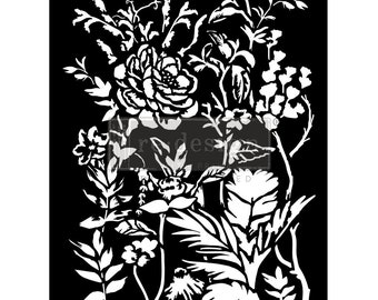 Cerulean Blooms Plastic reDesign Decor Stencil - Furniture Stencil - Wall Stencil - Sheet Size 9" x 12"in