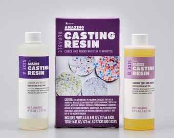 Amazing Casting Resin - Includes Parts A & B; 8 fl oz / Total 16 fl oz + 2 Sticks + 3 cups
