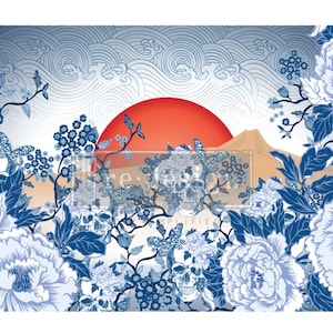 Papier de découpage pour chinoiseries Skull - CeCe by reDesign Papier de soie - Papier de découpage pour meubles - 1 feuille 19 x 30 pouces