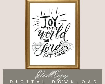 Joy to the World Art, Christmas Lyrics Printable, Minimalist Christmas, Christmas Hymn, Christmas Decor, Holiday Decor, Christmas Decor,
