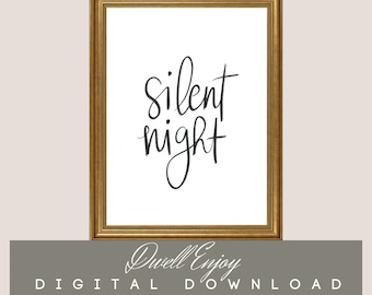Silent Night Art, Christmas Art Printable, Christmas Decor, Christmas print, Silent Night Sign, Christmas Carol, Holiday Printable Art