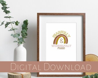 Nursery Printable Art, Boho Christian Art, Homeschool Room Art, Fearfully and Wonderfully Made Print, Christian Wall Art, Baby Shower Gift