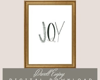 Joy Christmas Printable, Christmas Printable Art, Christmas Lettering, Christmas Decor, Holiday Printable, Joy, Christmas Hymn Decor