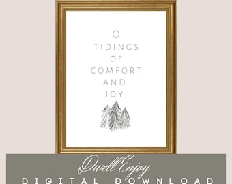 Comfort and Joy Art, Tidings of Comfort Printable, Christmas Decor, Christmas Printable, Christmas Wall Decor, Minimalist Christmas Art