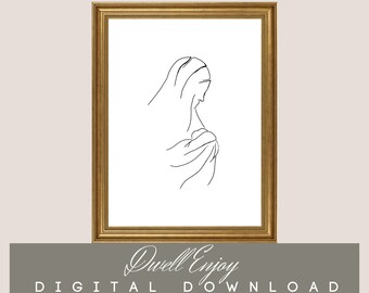Mary & Jesus Printable Art, Christmas print, Religious Christmas, holiday print, Mother and Child, Holy Night, Motherhood, Gift for new mom