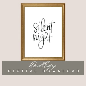Silent Night Art, Christmas Art Printable, Christmas Decor, Christmas print, Silent Night Sign, Christmas Carol, Holiday Printable Art