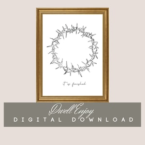 Easter Printable, Minimalist Easter, Inspirational Easter, It is Finished, Christian Wall Art, Crown Of Thorns Art, Easter Gallery Wall