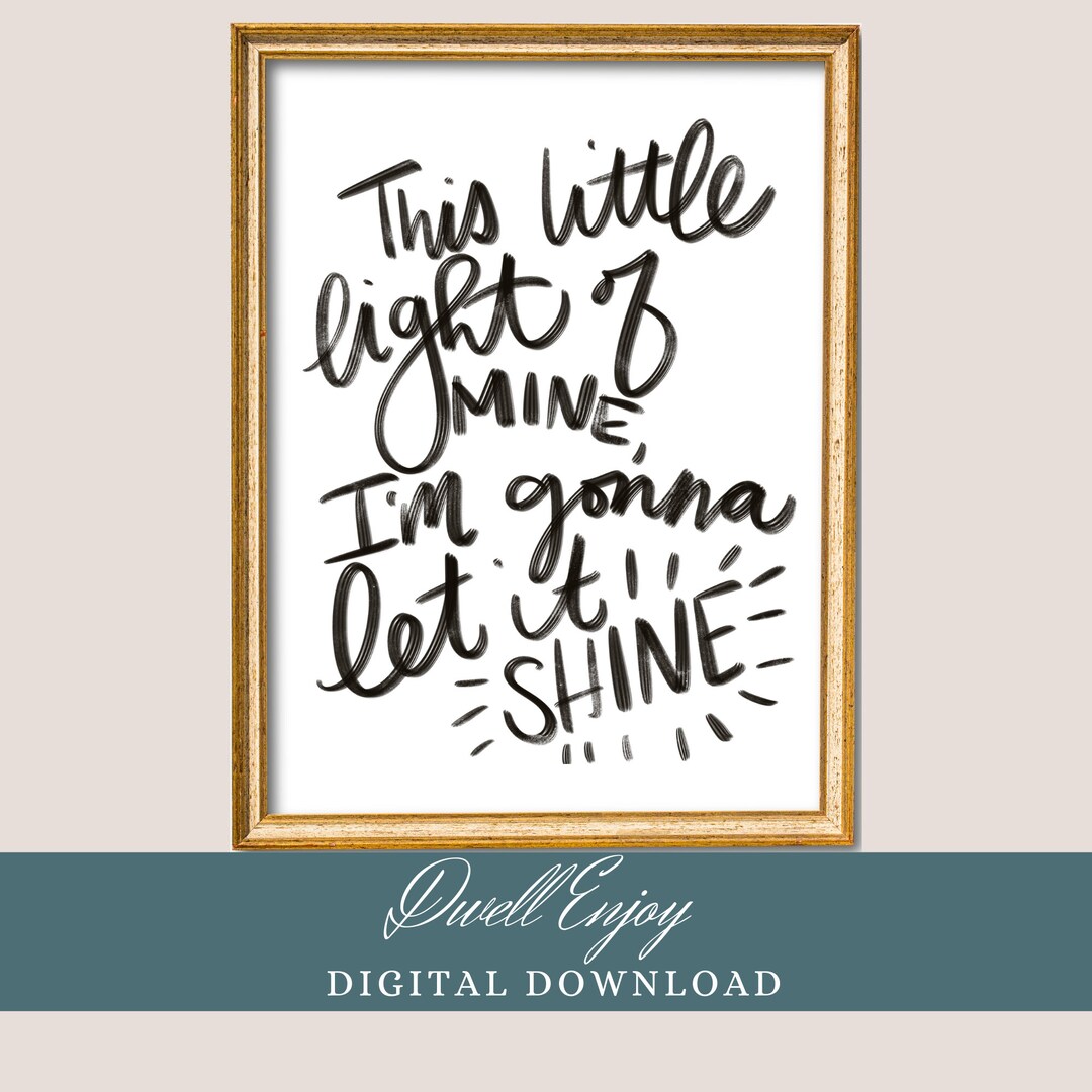 This Little Light of Mine, Nursery Print, Christian Wall Art, Hymn ...