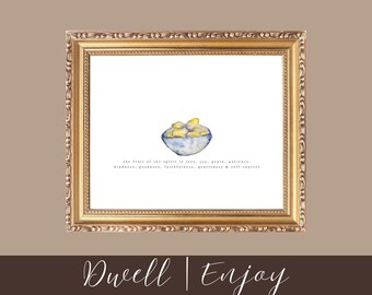 Fruit of the spirit, fruit of the spirit digital print, Printable Bible art, minimalist Bible art, Bible Watercolor, Bible verse art