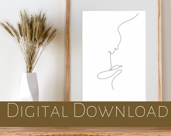 Mother and Baby Printable Art, Minimalist Nursery Art, Baby Shower Gift, Newborn Art, Mother and child line drawing, Gift for New mom,