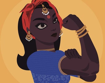 Roshini the Riveter | Desi Rosie the Riveter | South Indian Digital Art