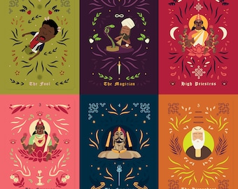 Desi Major Arcana Tarot Card Deck | South Asian Art | Indian Home Decor