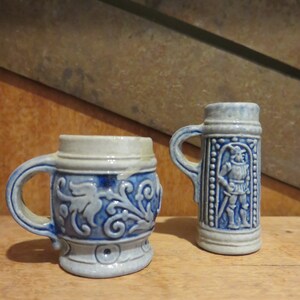 1&quot; miniature blue/gray vintage German steins
