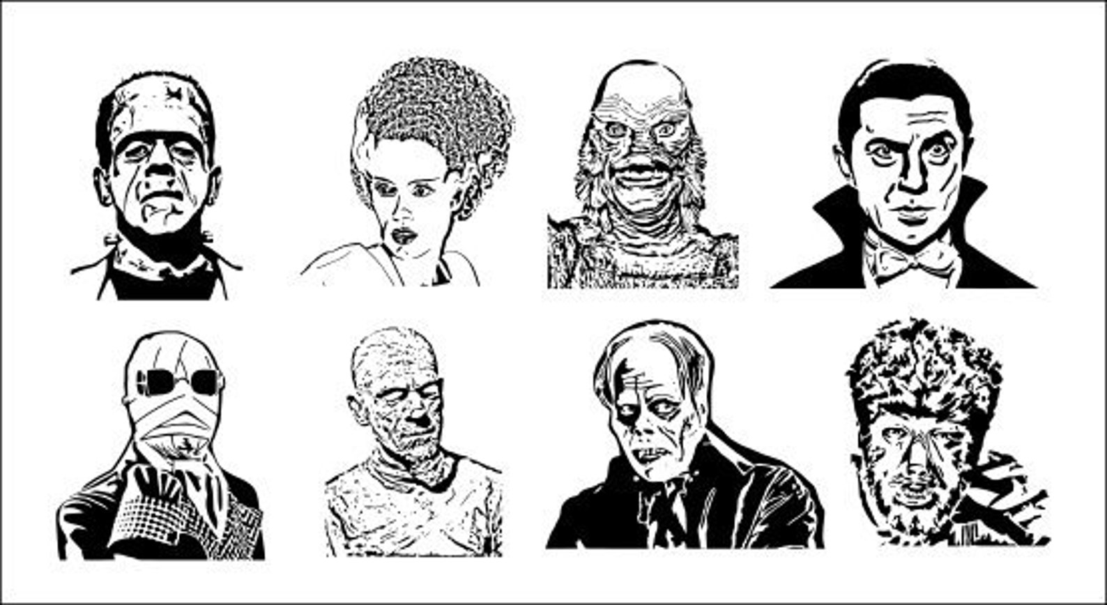 Classic Horror Monsters Set Of 8 Scroll Saw Patterns Etsy