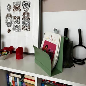 Metal Desk Organizer, Magazine holder, Vertical brochure holder, Colorful desktop organizer, Home office decor