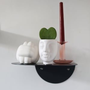 Graphite black metal shelf, Modern small floating bookshelf for bedroom, Minimalistic wall mounted shelf, Simple sturdy bedside shelf