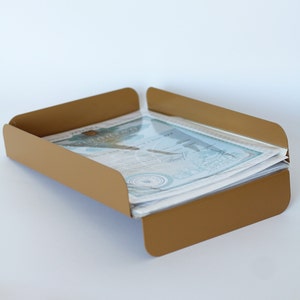 Organizador de escritorio de metal, Organizador de escritorio beige, Bandeja de cartas marrón, Porta revistas, Estante de almacenamiento de archivos, Bandeja clasificadora de papel para correo para oficina