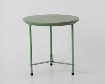 Green round coffee table, Small coffee table, Round side table, Modern bedside table, Cute end table, Minimalistic plant stand