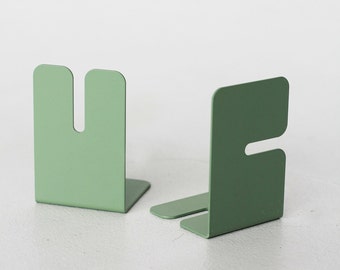 Modern bookends set. Unique metal book stand.