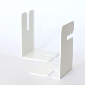White metal bookends set of 2, Home office desk organizer, Unique book stands, Small book stoppers, Sturdy thin book holders