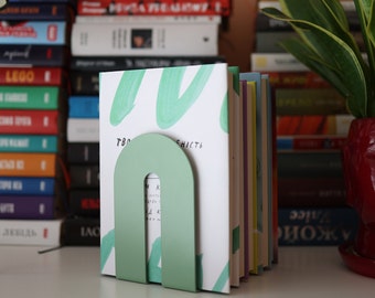 Minimalistic double arc metal bookend BEAT, Unique vinyl record holder, Arch record stand, Colorful modern book holder, Gift for book lover