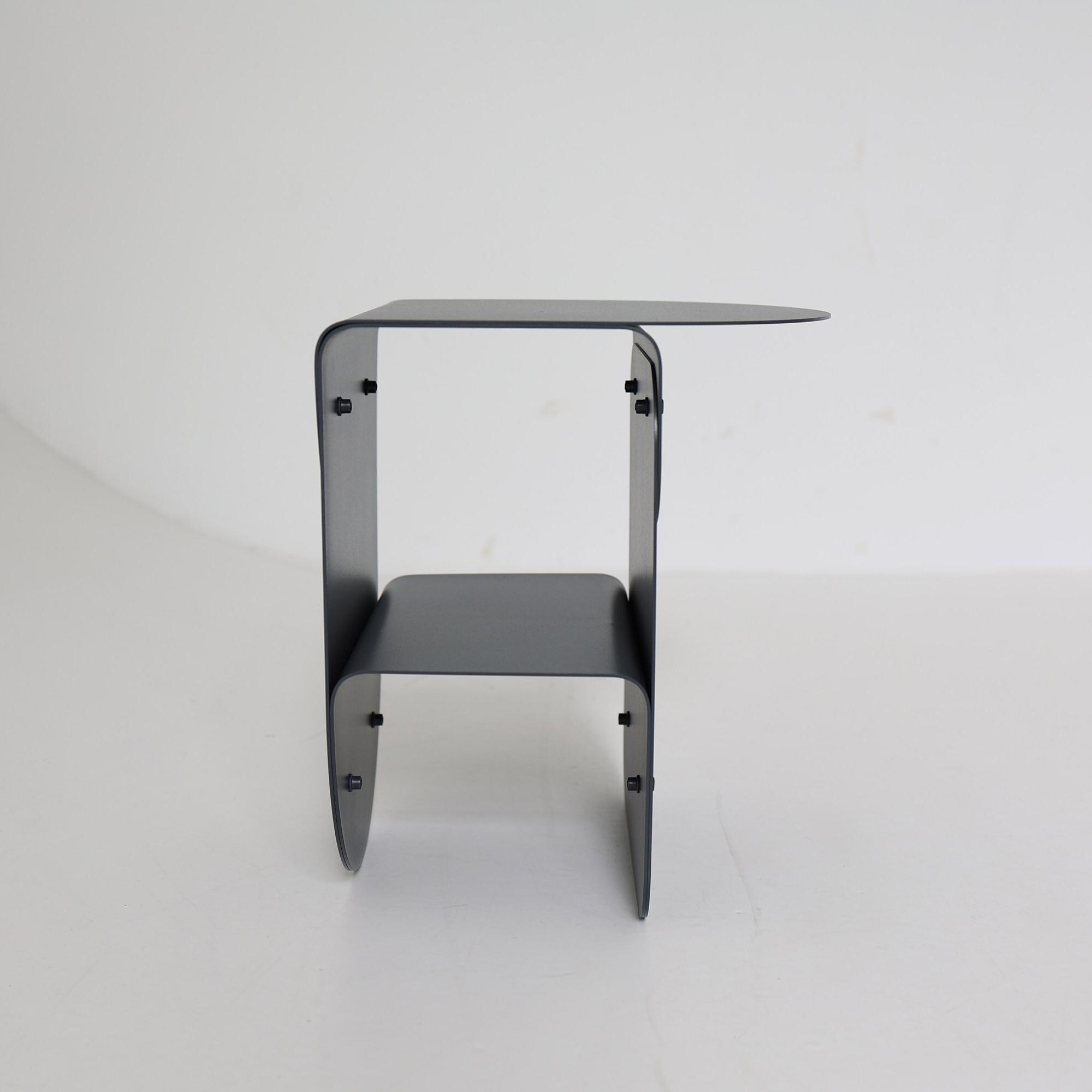 Narrow Black Metal Bedside Table, Small Nightstand, Modern Bedroom Side ...