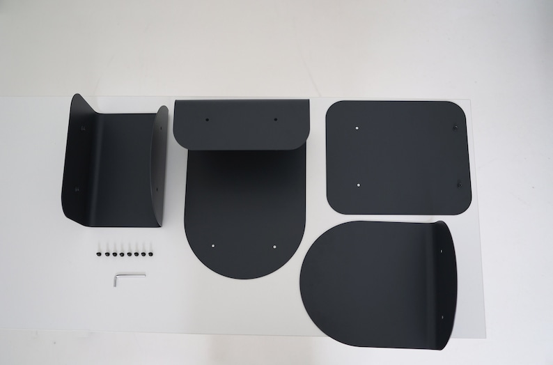 Smalt svart metallsängbord, Litet nattduksbord, Modernt sovrums sidobord, Moderna handgjorda möbler, Loftsidobord bild 9
