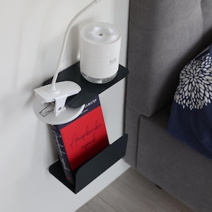 Narrow black floating nightstand, Wall mounted night stand, Metal bedside shelf, Floating bedside table
