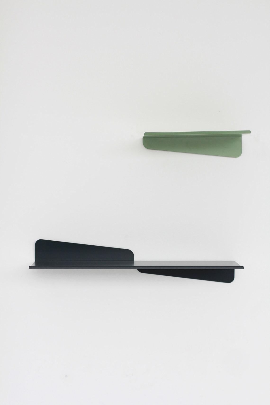 Metal Floating Shelves Set of 2 Wide Mounted Wall Shelves Etsy