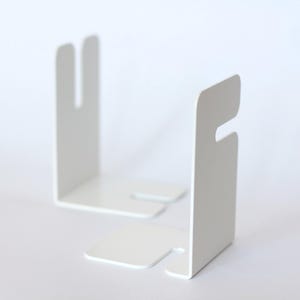 White metal bookends, Set of 2 modern book holder, Minimalistic book ends, Small book stopper