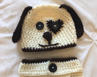 Preemie Dog Hat/Diaper Cover Set