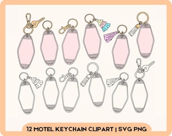 Hand drawn Motel Keychain SVG bundle, motel keychain PNG, Vintage Motel Keychain SVG, Retro keychain cut file, Cricut, Silhouette, Clipart