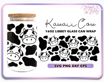 Kuh Druck Libbey Glas SVG, Milchglas Wrap, Kuh Glas kann SVG, Bier kann Glas svg png, Kuh svg, 16 Unzen Libbey Glas, svg Dateien für Cricut