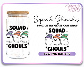 かわいいゴースト Libbey ガラス SVG、不気味な季節 SVG、ハロウィン缶ガラス、16 オンス ガラス缶ラップ、Libbey ガラス缶 SVG、ゴースト缶ガラス SVG