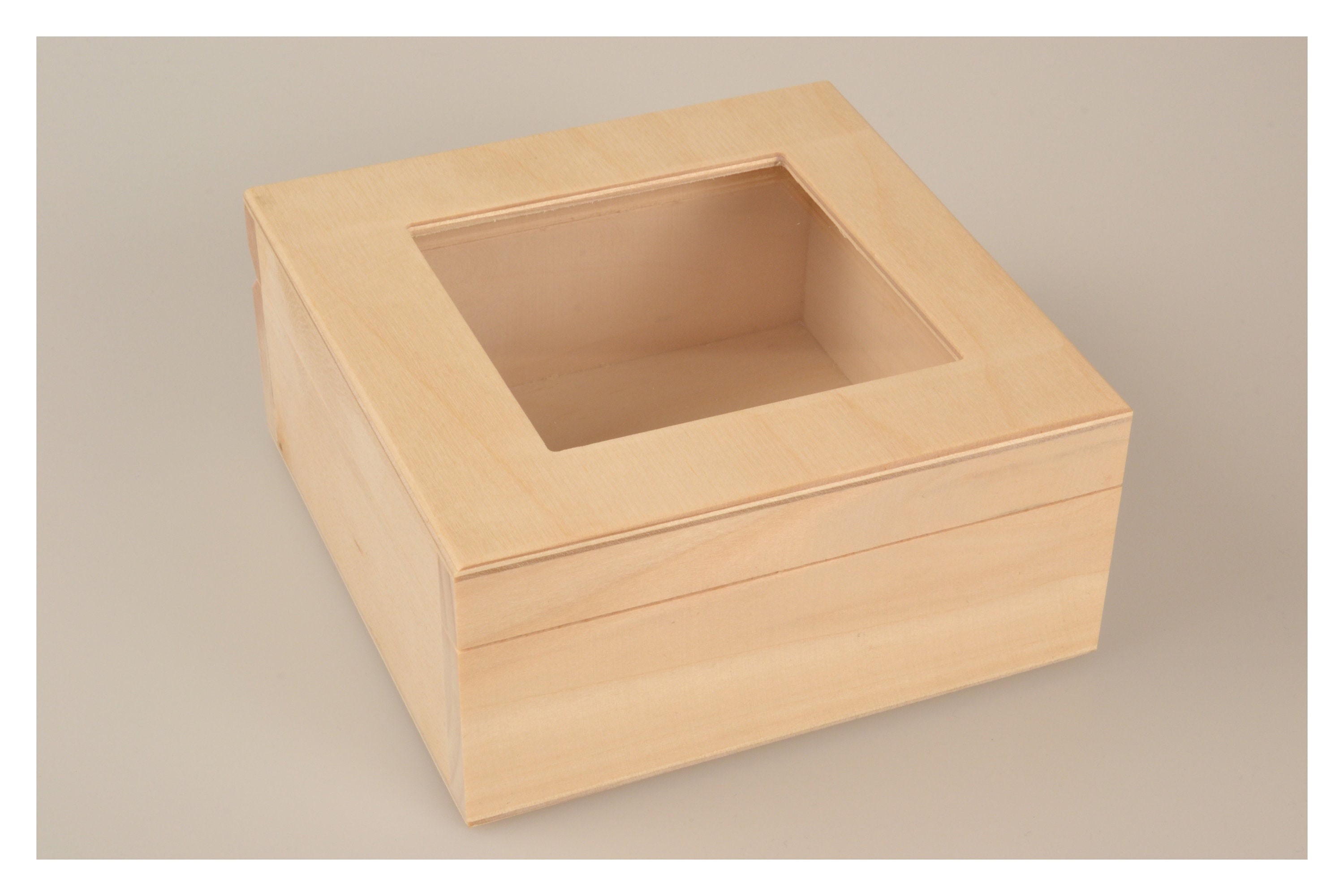 wooden box with glass lid