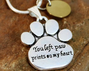 Pet Memorial  Personalized  Paw Print Necklace