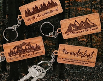 Engraved Wood Key Chain, Double-sided Custom Keychain Gift for Home Car Office, Birthday or Anniversary Gift, Office Employee Appreciation