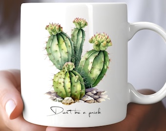 Humorus Sonoran Desert Cactus Mug. Choice of 6 Blooming Cacti Graphics including Barrel, Saguaro, Prickly Pear, Personalized Cup, Home Decor