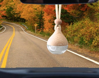 Hanging Teardrop Glass Bottle Car Diffuser,  Air Fragrance Dispenser, Minimalist Chic Long Lasting Mini Freshies, Essential Oil 30ml Refill