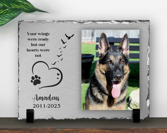 Pet Memorial Rectangle Slate Stone Custom Photo Frame Gift, Personalized Keepsake in Natural Rock