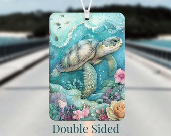 Sea Turtle Scented Air Freshener, Double Sided Car Accessories,RV, Boat, Office, Home Freshie New Car Gender Neutral Gift Idea Anyone