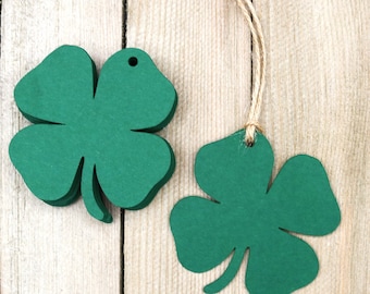 Paper Shamrocks, St. Patricks Day Decoration for Office, Classroom, Home Holiday Party Decor Hanging 4 Leaf Clovers, Green Paper Die Cut Out