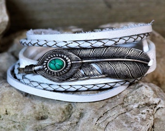 Sterling Silver Bracelet Turquoise Bracelet Boho Chic Bracelet Feather Bracelet Open Bangle Sterling Silver and Turquoise Bracelet Etsy India