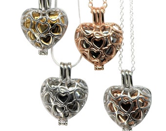 Heart Cage Urn Necklace, Personalized Memorial Keepsake Pendant for Ashes, Filigree Heart Cage Cremation Jewelry Silver Gold Rose Gold Color