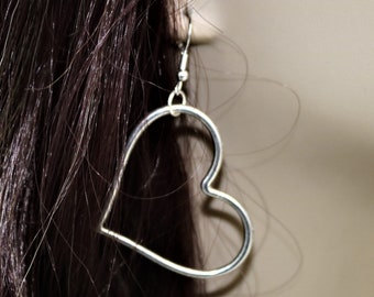 Large Heart Shaped Hoop Earrings, Valentine Day Gift For Her, Minimalist Office or Weekend Wear Accessory, Girlfriend Love Gift Jewelry