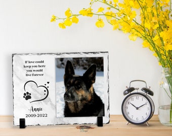 Pet Memorial Rectangle Slate Stone Custom Photo Frame Gift, Personalized Keepsake in Natural Rock