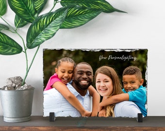 Slate Stone Custom Photo Frame Gift in Portrait or Landscape, Personalized Keepsake in Natural Rock