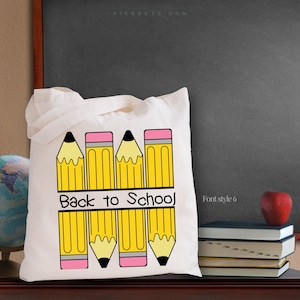 Crayon Cartable personnalisé pour professeur, classe, livres, devoirs, tous les jours Sac personnalisé en coton